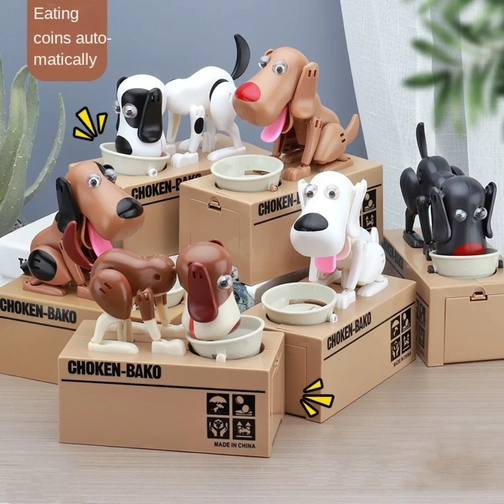 Cute Dog Piggy Bank Durable Electronic Robotic Coin Munching Toy Money Box Anti-fall Automated Money Saving Box