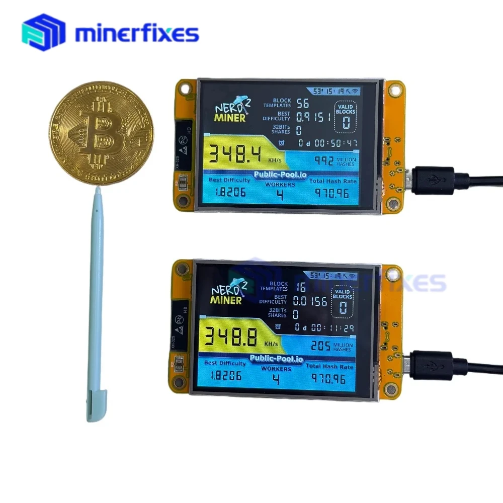 Novo nerdminer v3 2.8 polegadas BTC Solo Lottery Nerd miner Crypto Bitcoin Miner Solo Mining Machine