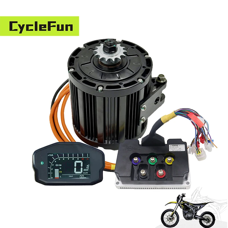 

Hall Type QS138 90H 72V 4KW Peak 13KW Mid Drive Motor With FarDriver ND84450 84V Controller DKD Display For Electric Motorcycles