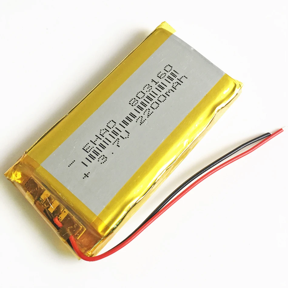 3.7V 2200mAh polimerowy akumulator litowo-LiPo 803160 do GPS PSP PAD MID DVD powerbank do telefonu Tablet PC E-booki