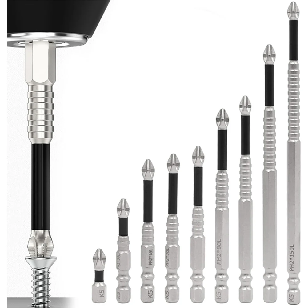 

6/9 Pcs High Magnetic Screwdriver Drill Bit Set Magnetic Screwdriver Bits with Threaded Cross Shaped Strong Magnetic Drill Head