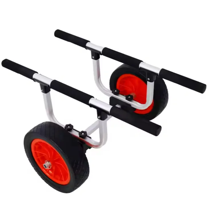 150LBS Adjustable Aluminum Kayak Cart, Canoe Cart with No Flat Wheels or Pneumatic Wheels