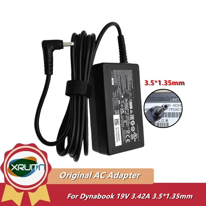 

Original PA5367E-1AC3 PA5367U-1ACA AC DC Adapter 19V 3.42A 65W Charger for Toshiba Dynabook Power Supply 3.5*1.35mm Genuine