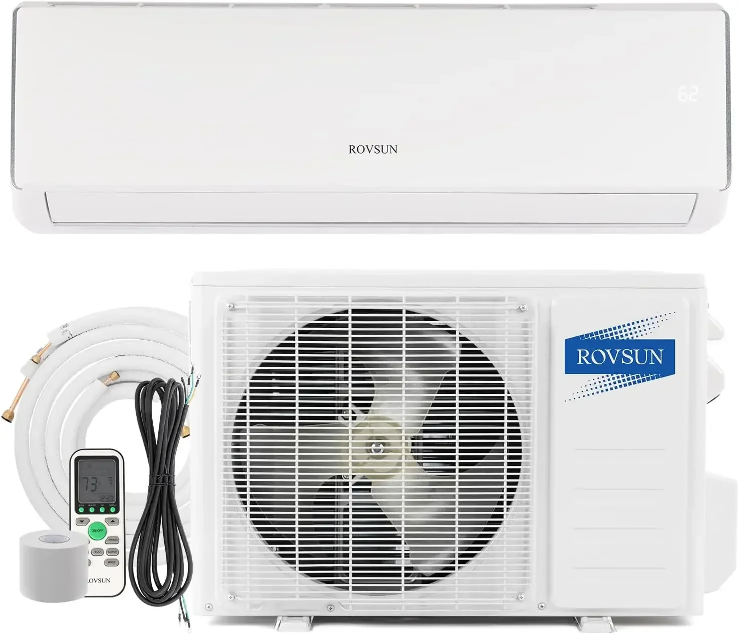 Mini aire acondicionado y calentador dividido de 11000 BTU, unidad de CA de pared sin conductos con inversor de 17 SEER2 230 V para habitaciones de hasta 700 pies cuadrados.