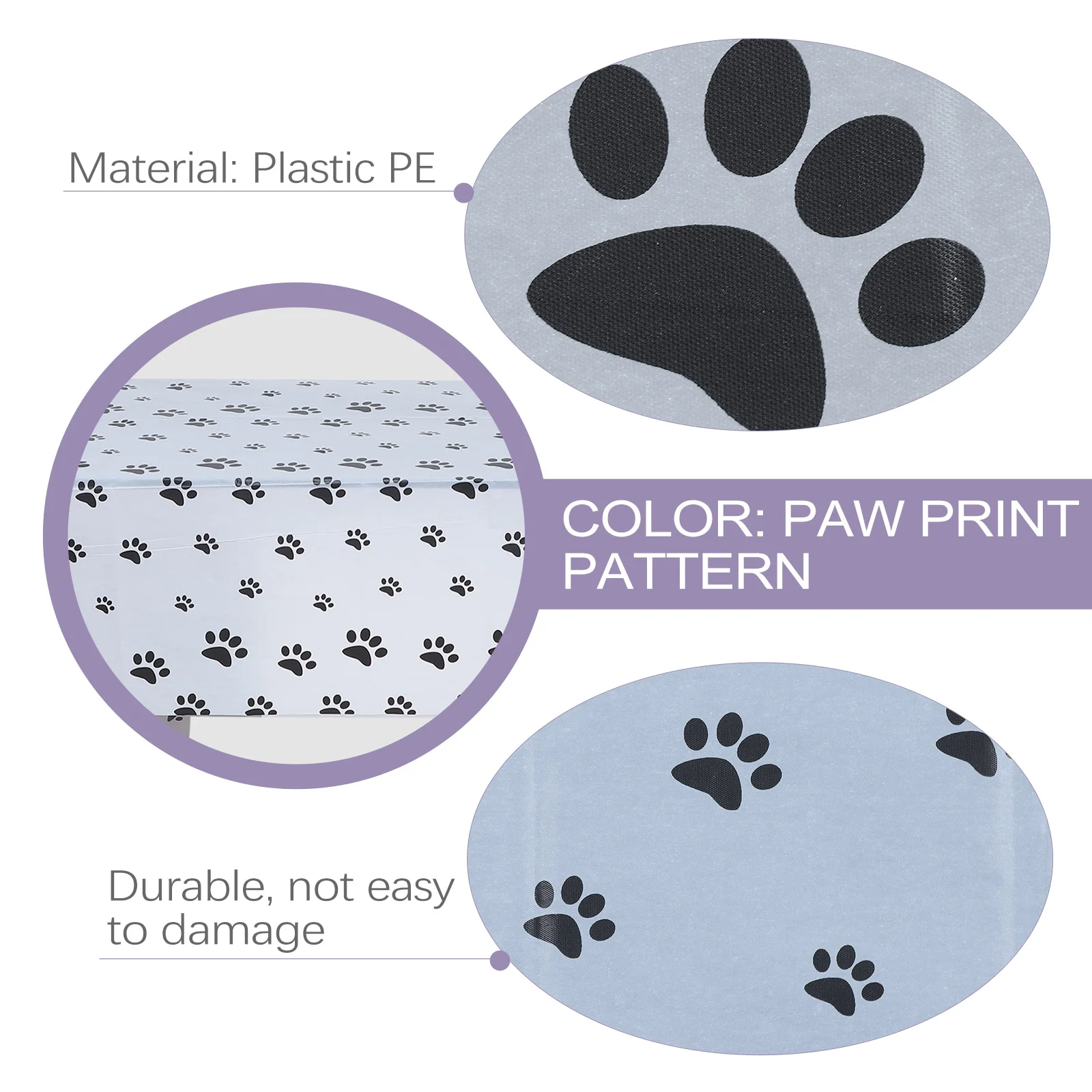 

1pc Disposable Tablecloths Plastic Pe Table Covers For Home Christmas Party Printing Dirt Resistant Large Unique Design Paws