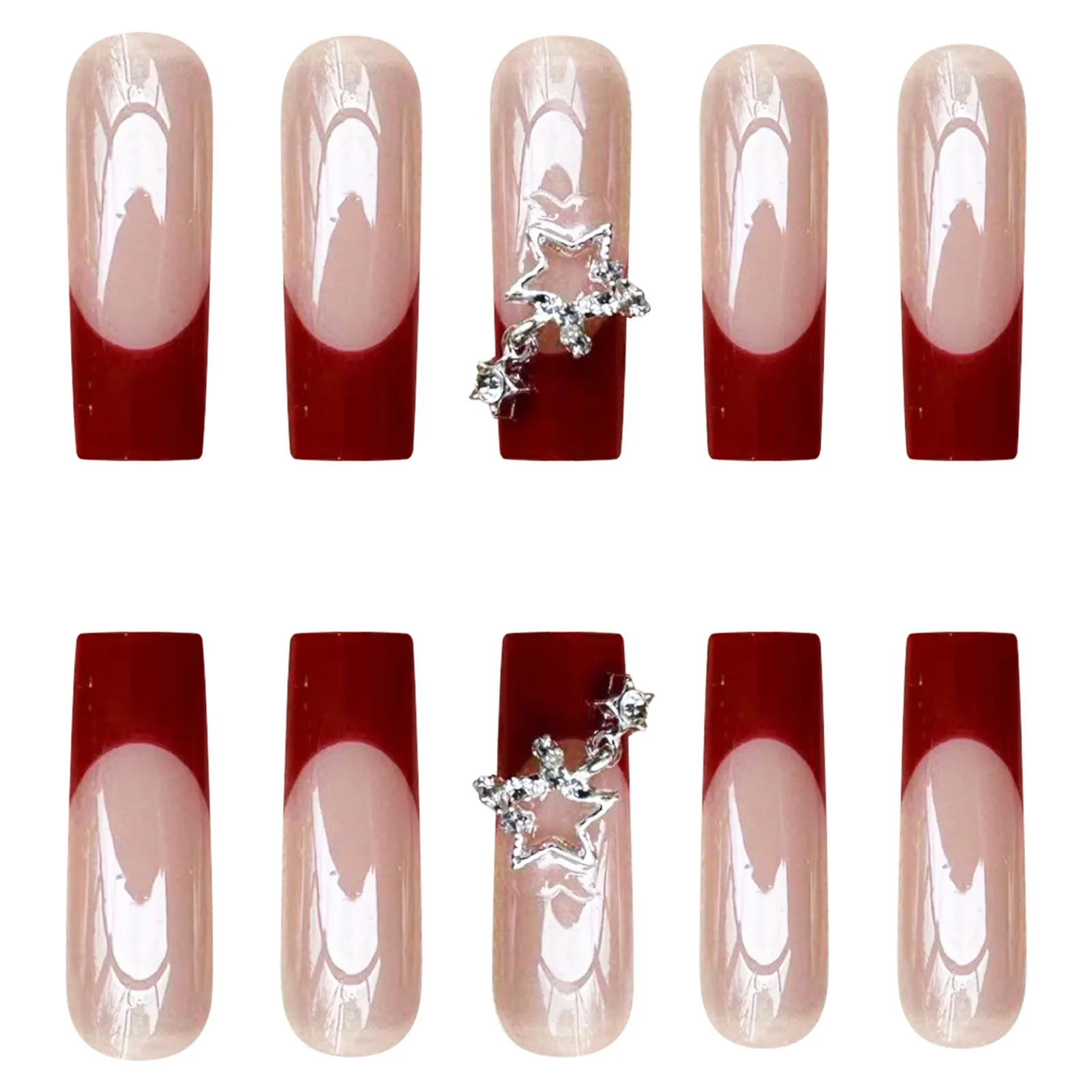 Halloween Theme Fake Nail Art with Red Tip with Harmless and Smooth Edge Nails for Daily and Parties Wearing