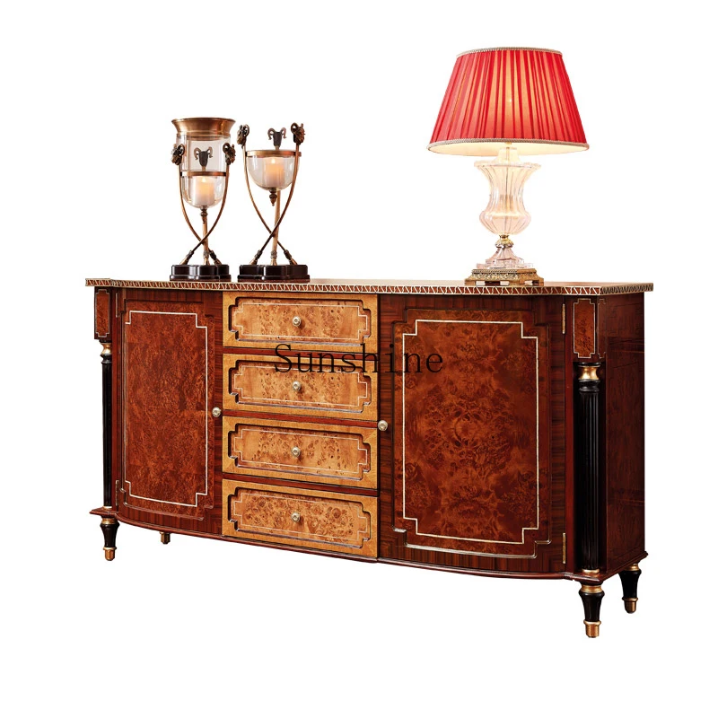 

Large furniture British pure copper dining side cabinet entrance solid wood meal preparation storage cabinet