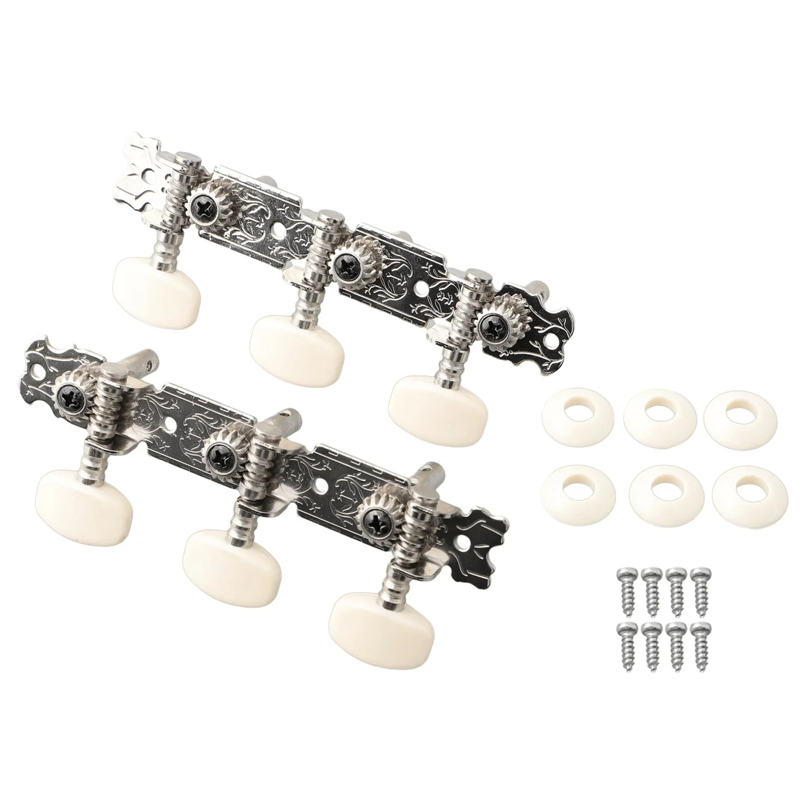 6Pcs Useful Acoustic/Folk Guitar Tuning Pegs Tuners Machine Heads Chrome Part 3R+3L Silver Guitar Tuning Nails Replacement Tool