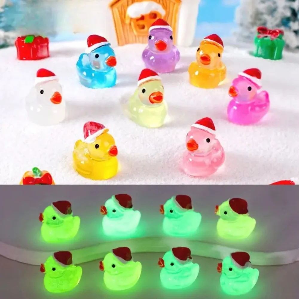 10/60 Stück Leuchtende Weihnachts-Miniatur-Enten mit Weihnachtsmannmützen, Aquarium-Deko, DIY-Bastelset für Weihnachtsfeiern und Partys – Detail 2