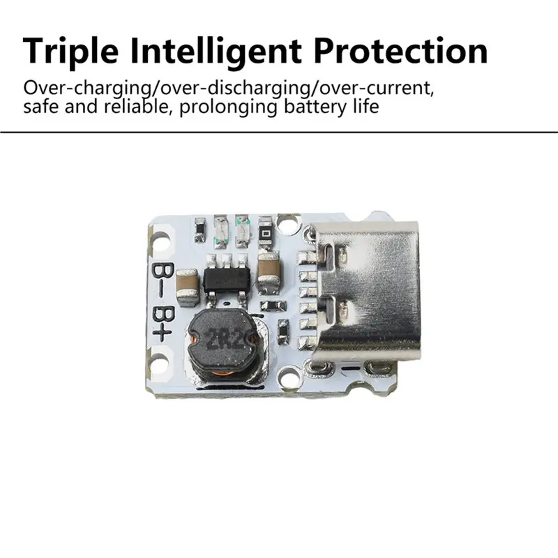ABGI DC5V Lithium Battery Charging Protection Module Charge/Discharge Function Mini Booster Step-Up Power Supply Type-C 1.2A