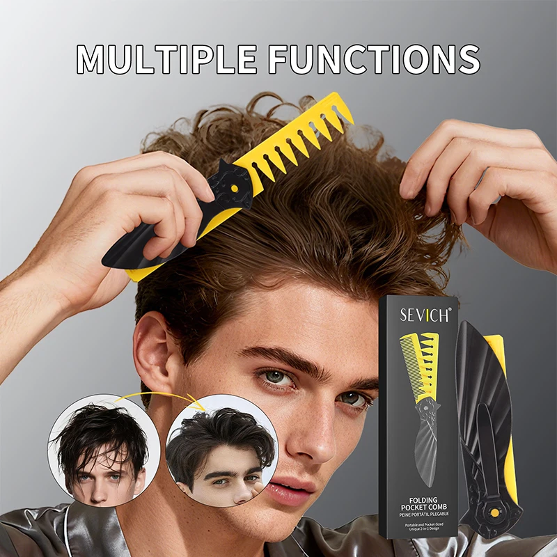 2 في 1 جيب أمشاط قابلة للطي متعددة الوظائف واسعة الأسنان النفط رئيس مشط ملح البحر رذاذ الشعر تكثيف رذاذ صالون تصفيف الشعر أداة #4