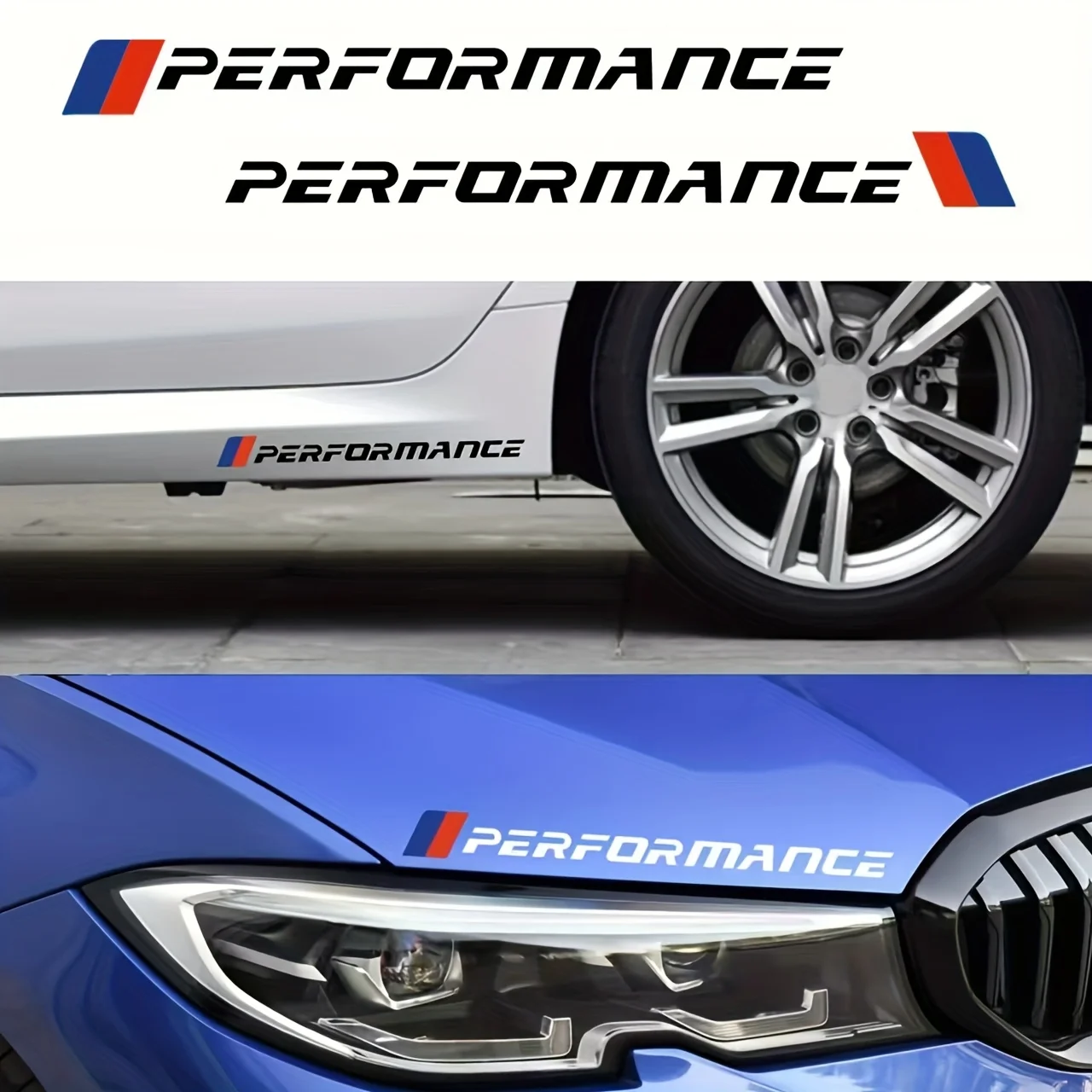 

2PCS/SET PERFORMANCE Car Stickers with French Flag Stripes – 28cm Black/White Waterproof Vinyl Decals (1 Pair)