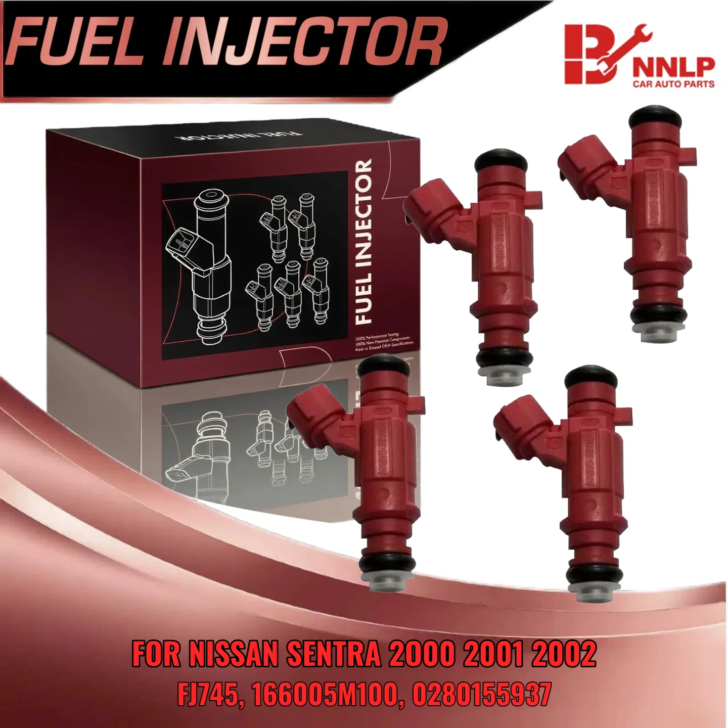 

4 шт. инжектор двигателя для Nissan Sentra 2000 2001 2002 18L L4 DOHC GXE XE 166005M100
