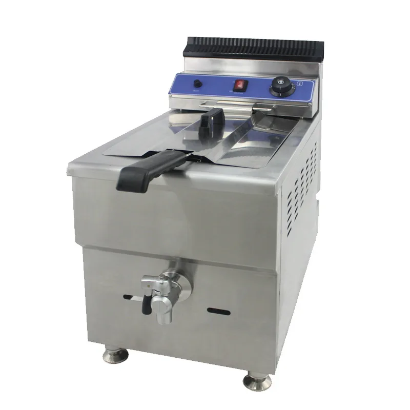 GF-181V Gas Fryer 18L Single Cylinder French Fries Fryer Desktop LPG Fryer with Oil Valve Fried Chicken Equipment