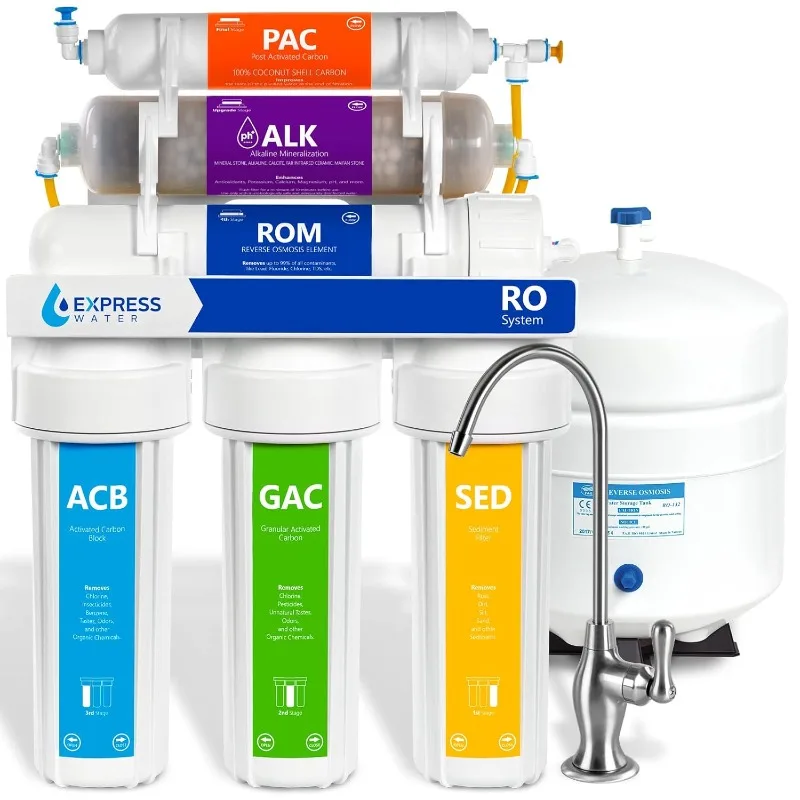 Reverse Osmosis Alkaline Water Filtration System – 10 Stage RO Water Filter with Faucet and Tank – Under Sink Water Filter