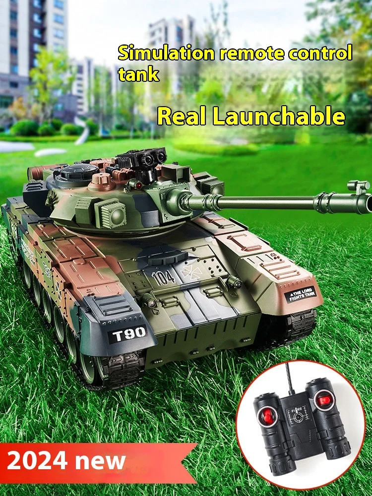 Extra Large Remote-controlled Tank, Car Capable Of Firing And Charging, Tracked Off-road Tiger Model, Boys' Battle Toy Gift