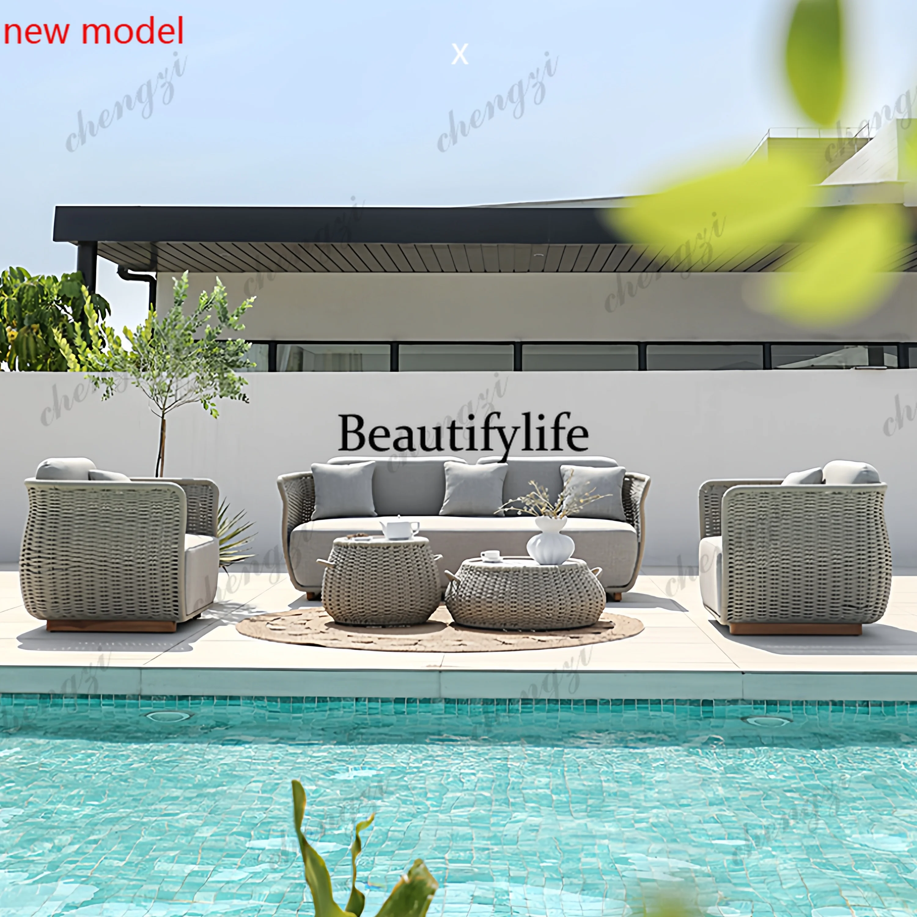 Rattan Wood Garden Furniture Sets Beach Fabric Garden Furniture Sets Round Backyard Muebles De Patio Exterior Patio FurnituresN1