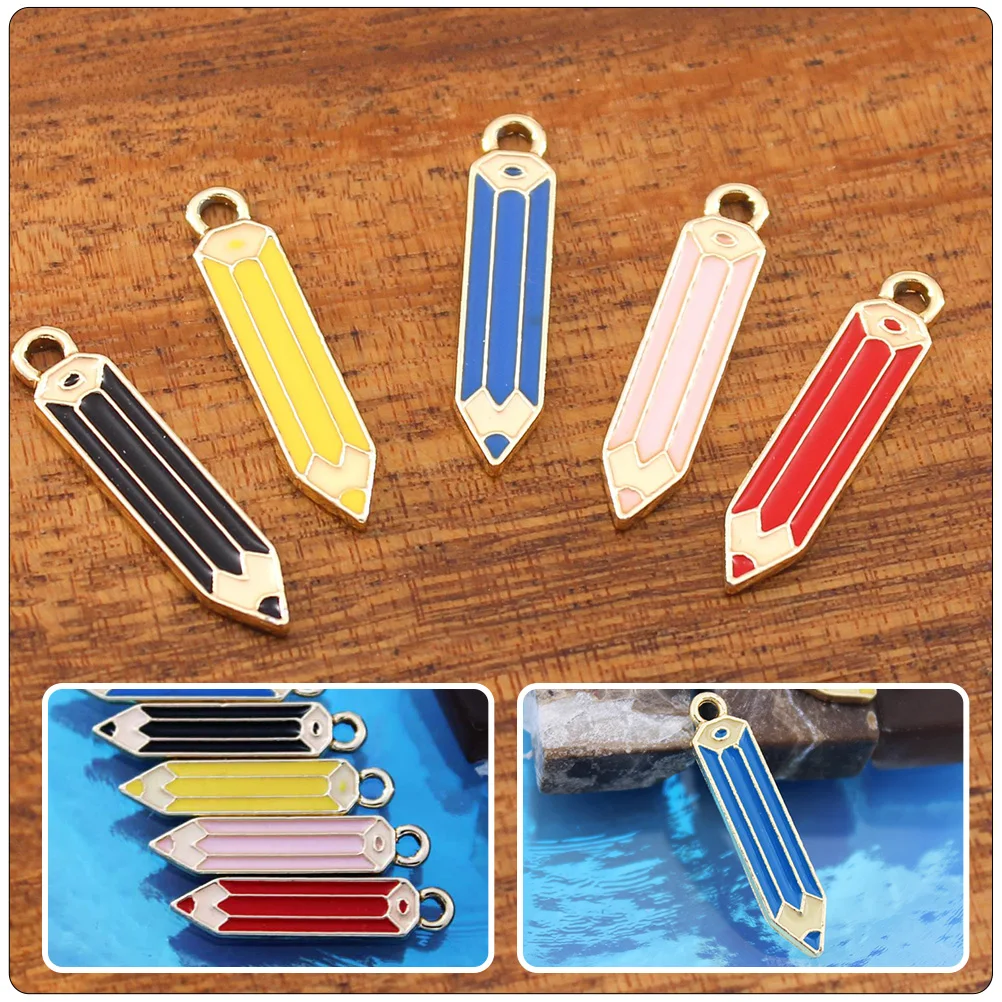 

50pcs Colored Pencil Shaped Charms Creative Alloy Pendant DIY Accessories for Necklace Bracelet Making Crafts Jewelry