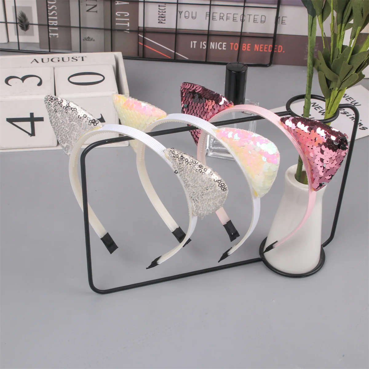 1Pcs Sequin Cat Ear Headbands - Cute Glitter Cat Ear Hairbands for Girls & Kids, Perfect for Parties, Birthdays & Daily Fashion image 4