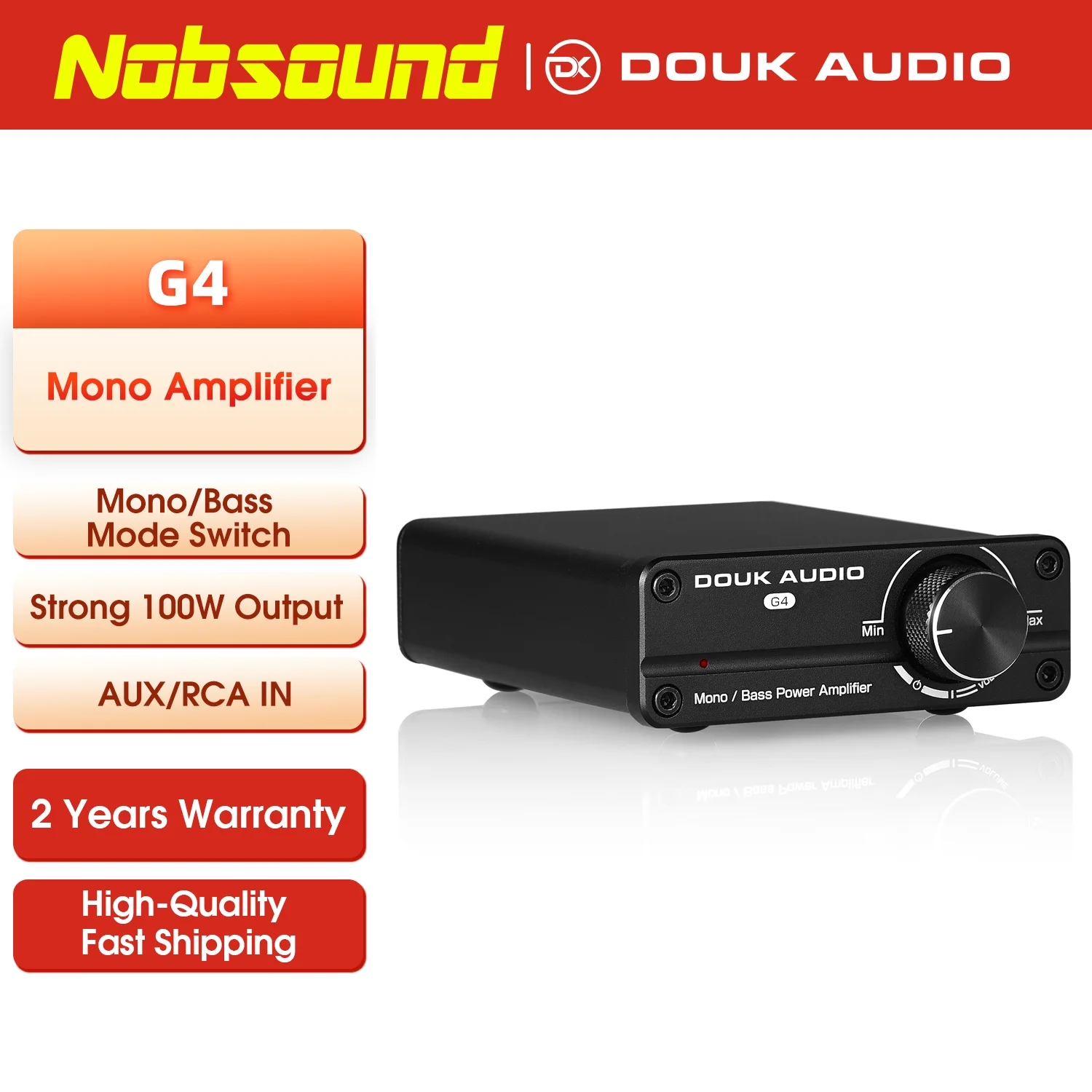 Nobsound G4 미니 모노 채널 디지털 앰프 HiFi 서브우퍼/홈 시어터용 전주파수 전력 증폭기 100W