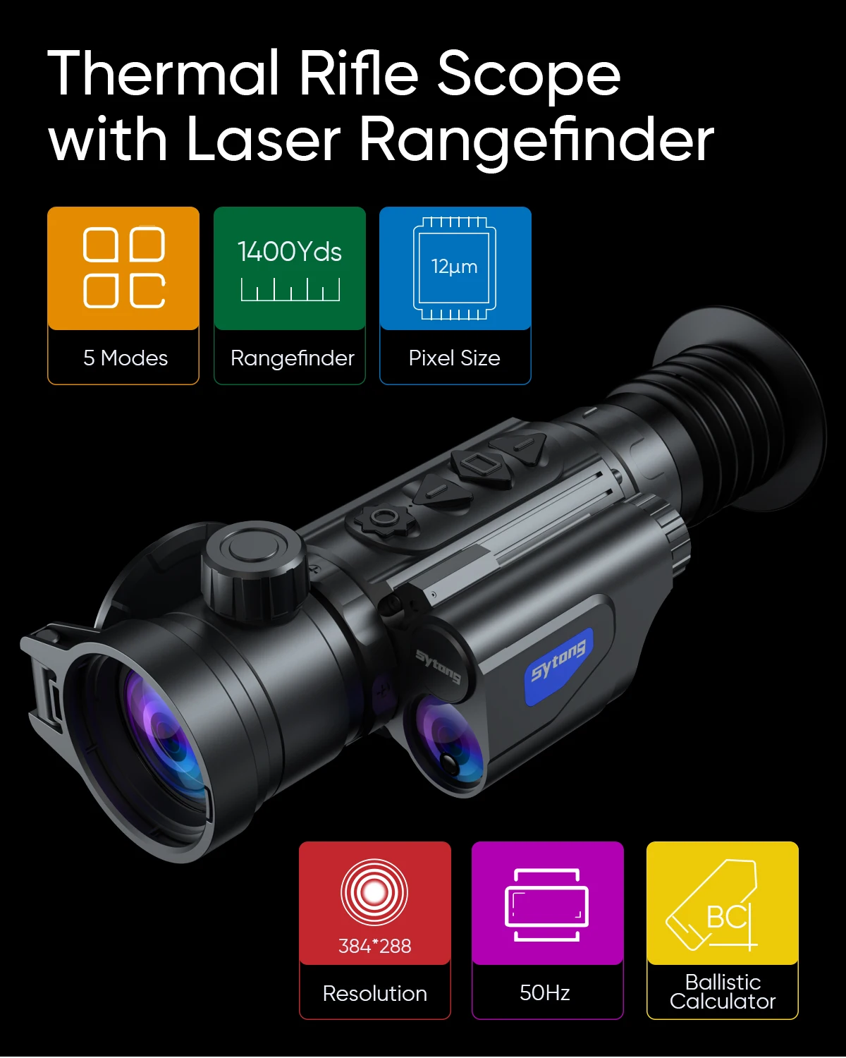 

Монокуляр для термовинтовки Sytong с лазерным дальнометром 1300 ярдов с баллистическим калькулятором 50 Гц 50 мм 18 мк 640*512 8X