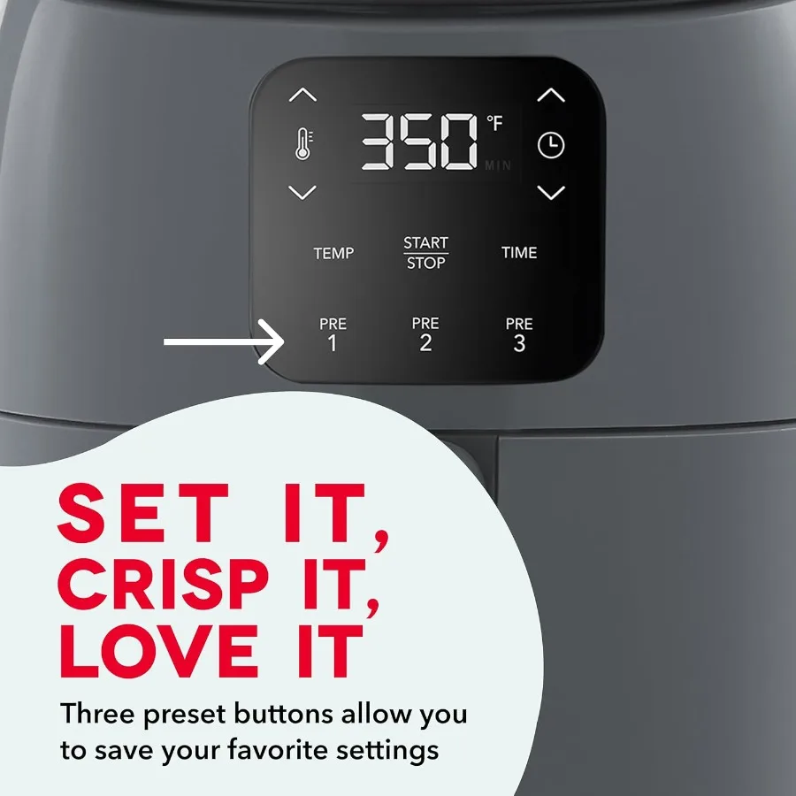 タスティクリスプ 電気エアフライヤーオーブン 2.6クォート 数分でより健康的な食事を実現するグレーのコンパクトエアフライヤー 小さなスペースにも最適 特徴