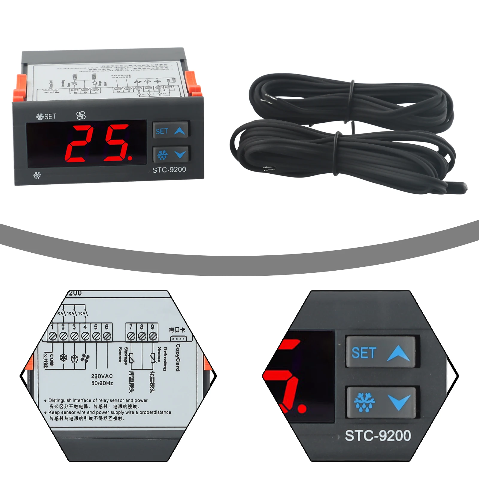 Duurzaam Ontwerp Microcomputer Thermostaat Stc9200 Controller 220V Componenten Breed Meet-En Regelbereik