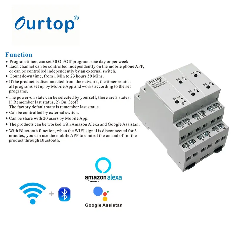 Interruptor do Relé Temporizador Inteligente Disjuntor Wi-fi Controle Remoto por App Atms16m05 Zigbee