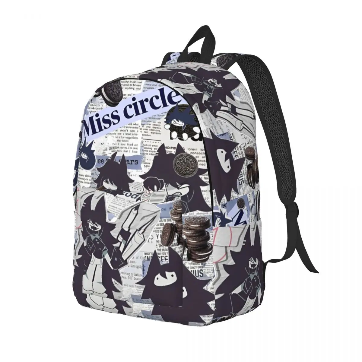 Miss Circle Cartoon Cool Backpack Outdoor High School Work Fundamental Paper Education Daypack Men Women College Shoulder Bag