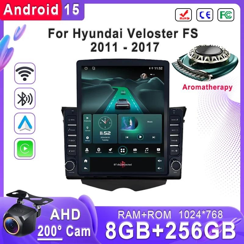 Автомобиль Android 15 для Hyundai Veloster FS 2011-2017 GPS-навигация Высокопроизводительный процессор DVD-плеер Автомобильная стереосистема Экран головного устройства BT