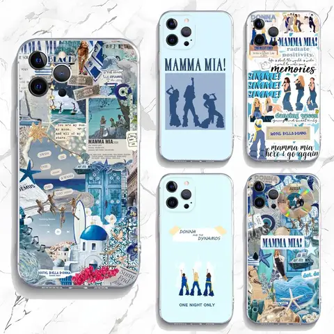 뮤지컬 영화 Mamma Mia 전화 케이스 iPhone 16,15,14,13,12,11 Plus,Pro,Max,XR,XS,X,7,8 Plus,SE,Mini 투명 실리콘 소프트