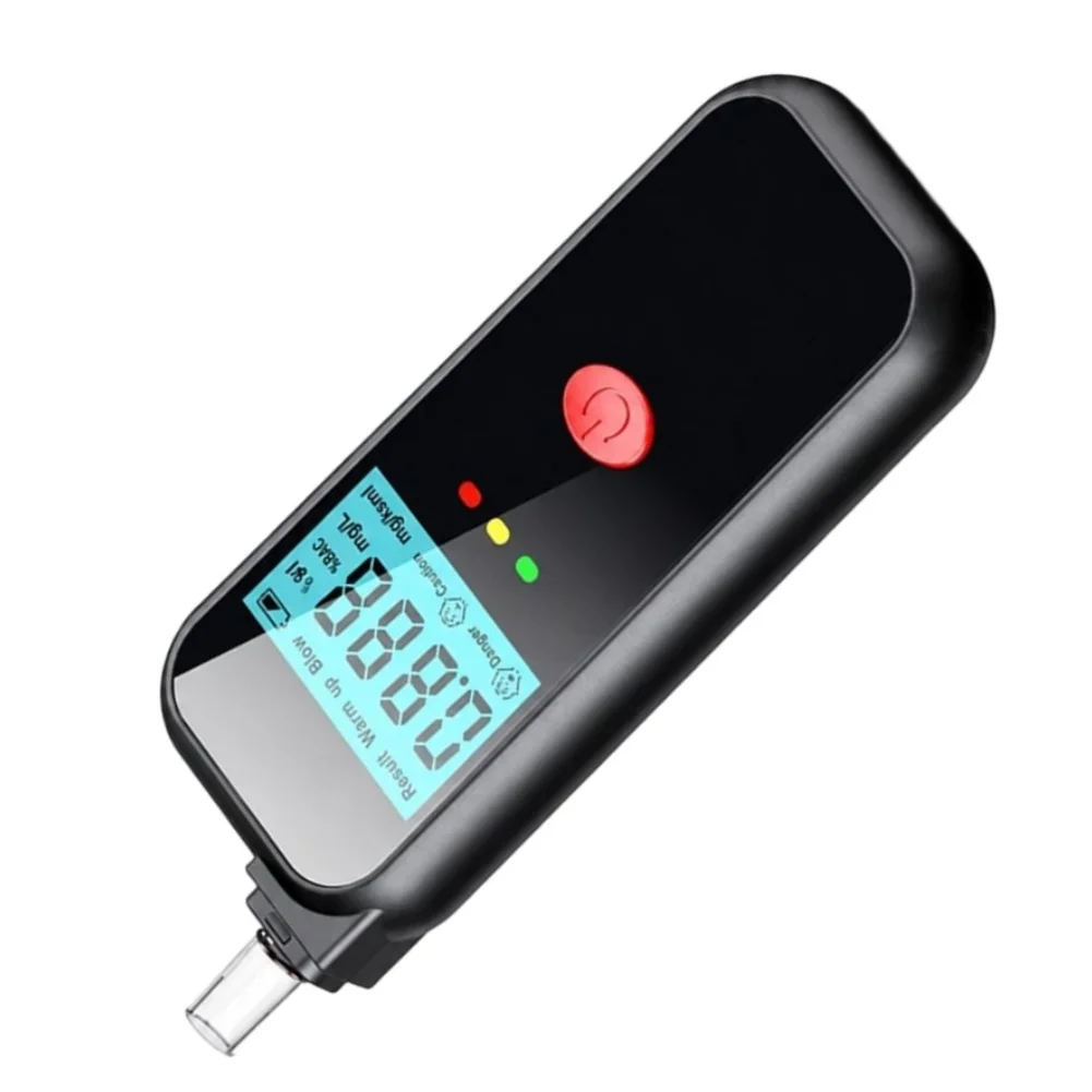 Portable Digital LCD Breathalyzer With Three Color Light 50 Record Memory For Personal Testing Detector Black Portable