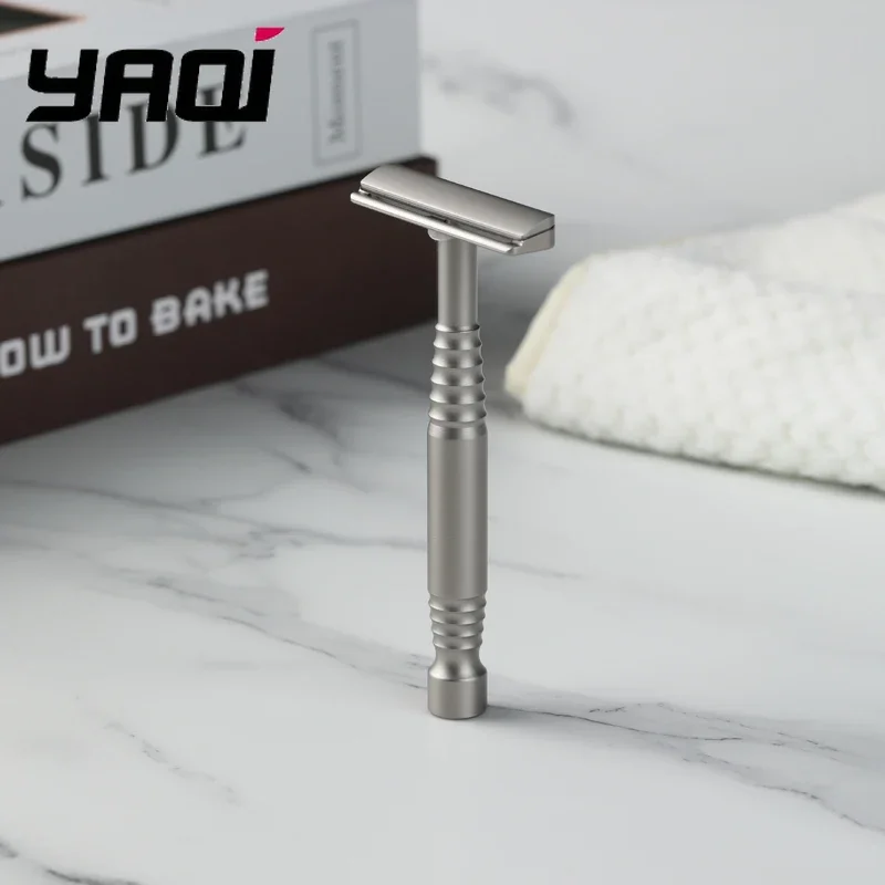 Yaqi remus navalha de segurança de borda dupla masculina de aço inoxidável navalha de barbear vintage artesanal navalha reta