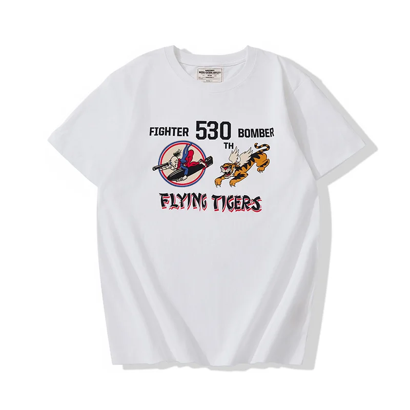 American Amikaji Workwear Casual T-shirt 530th Squadron T-shirt 200g American Military Retro Round