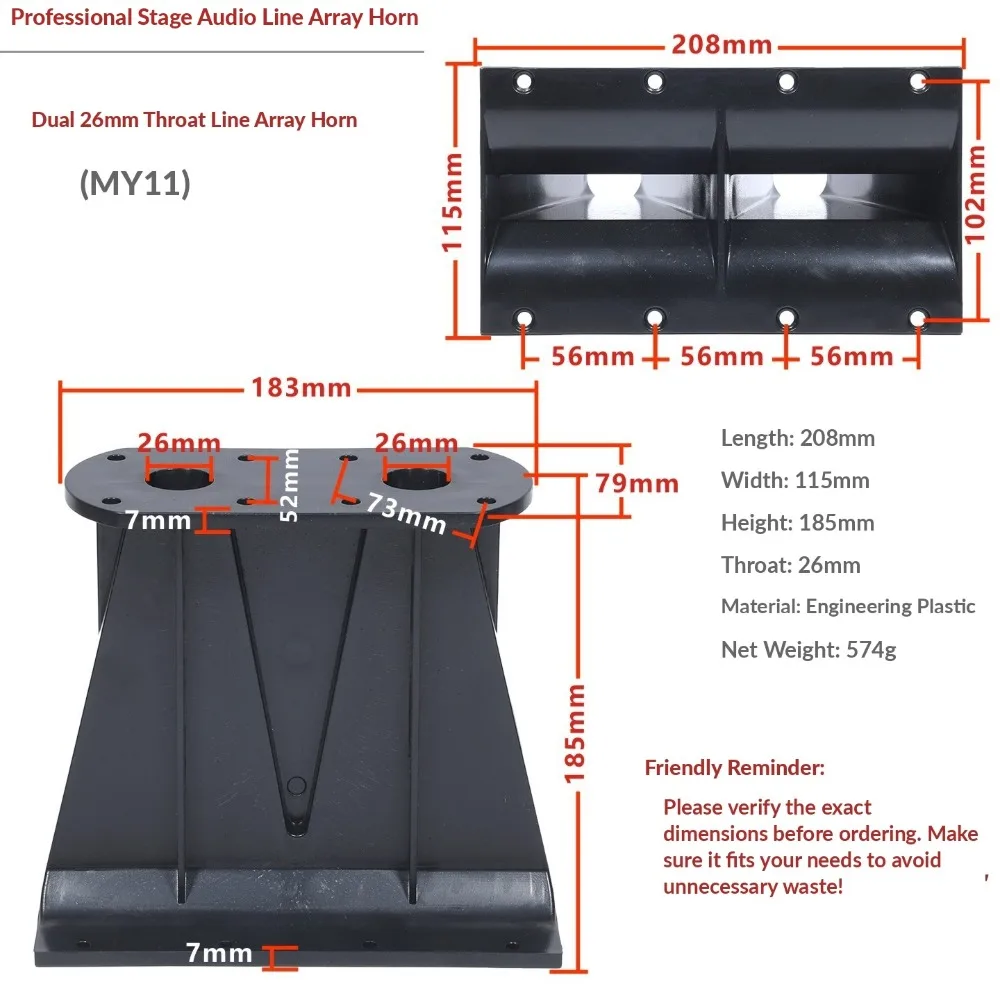 1Pcs Plastic Tweeter Horn Wave Guide Black Wide Coverage Angle DJ Speaker Tweeter Horn Throat Line Array Speaker Accessory