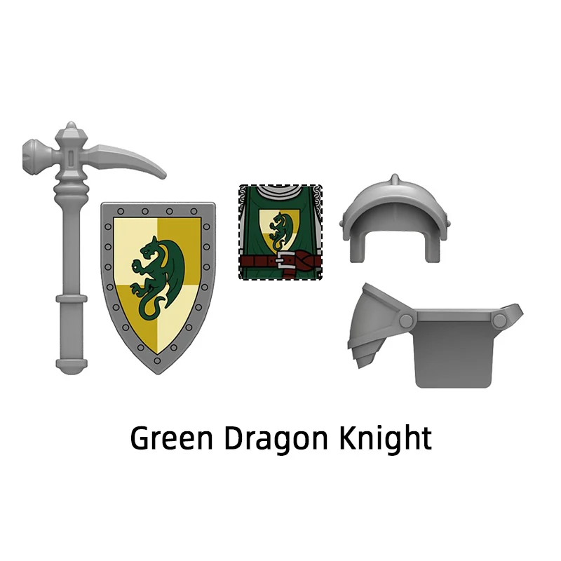 The N809-N810 Green Dragon Knight Wolfpack Warrier Model Blocks MOC Bricks Set Gifts Toys For Children