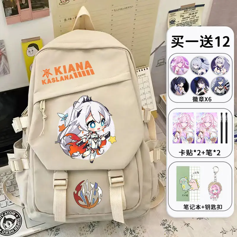 Honkai Impact Student Elysia Yaqina Grades 3 To 6, Large Capacity Backpack For Boys And Girls In Middle School Anime