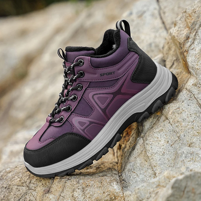 

Брендовые зимние женские ботинки, теплые плюшевые женские походные ботинки, кожаные непромокаемые кроссовки, нескользящие уличные женские зимние ботильоны