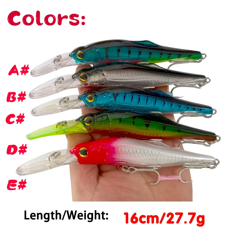 1PCSBigMinnowLureFishing16CM 27.7g  LureMinnow Material 5 colors Floating Artificial Bait Pellet Bearking Jig Wobblers for Pike