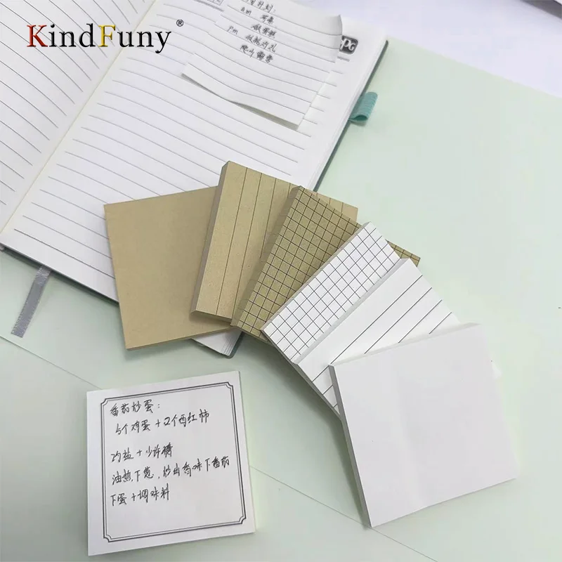 Kindfuny แผ่นบันทึกย่อช่วยเตือนความจำแบบมินิมัลลิสต์ลายตาราง/เส้น/กระดาษโน้ตเปล่าสำหรับบันทึกประจำวันเครื่องเขียนแผนประจำสัปดาห์