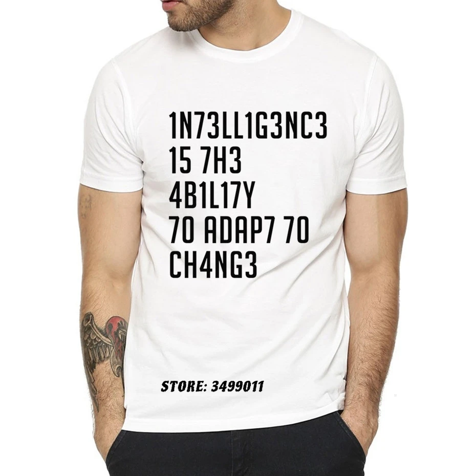 Fashion Popular Tshirts Stephen Hawking Formal Quotes Intelligence Adult Tops T Shirt Men Casual Print Clothing Shirt Streetwear