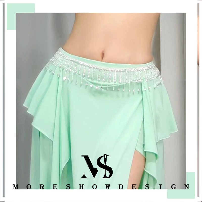 ベリーダンスウエストチェーンタッセルラインストーンベルトヒップウエストチェーンベルトオリエンタルダンス衣装アクセサリー女性金属ウエストチェーン