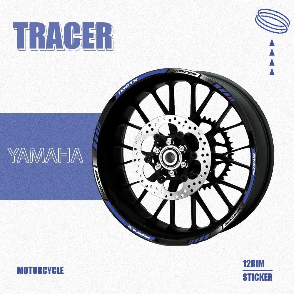 

12 X Thick Edge Outer Rim Sticker Stripe Wheel Decals for YAMAHA TRACER 700 900 850 MT07 MT09 MT-07 MT-09