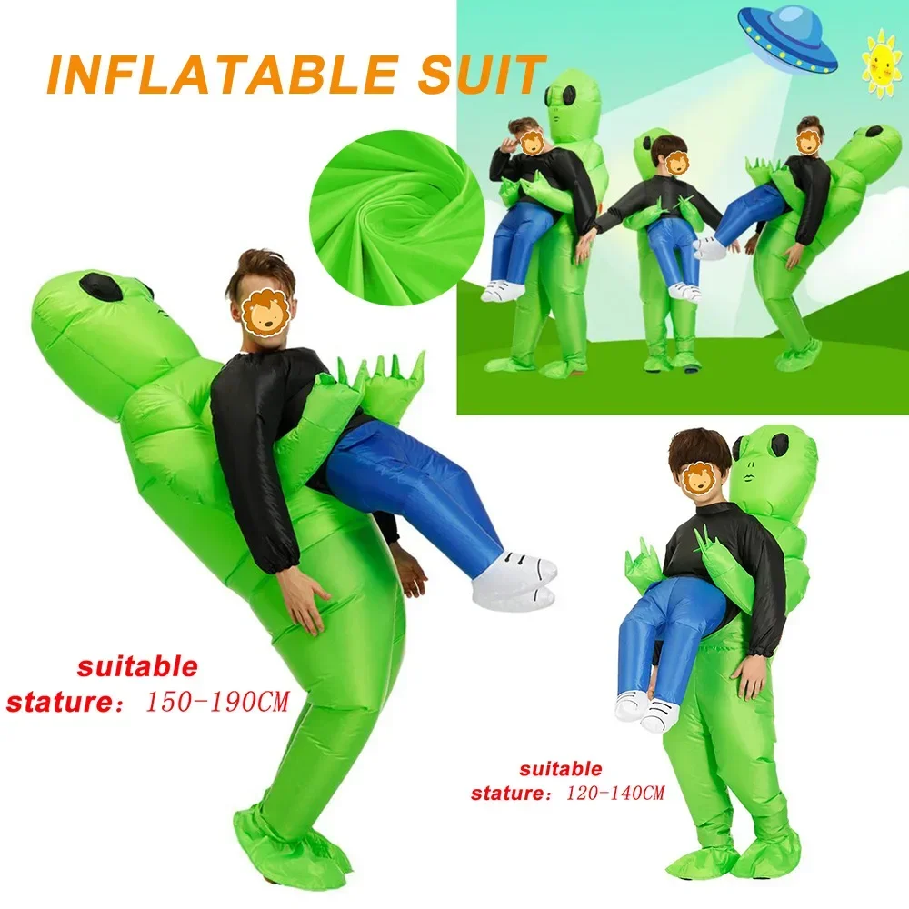 Traje inflable ET Alien para adultos, disfraz de monstruo alienígena, verde aterrador, Cosplay, fiesta, Festival, escenario