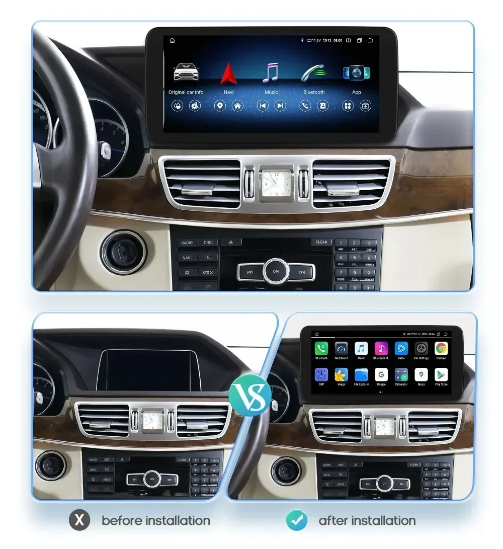 OSSURET Car Radio Android for Mercedes Benz W212 S212 E200 E230 E260 E300 NTG4.0 NTG4.5 NTG5.0 Carplay Car Stereo Screen Player