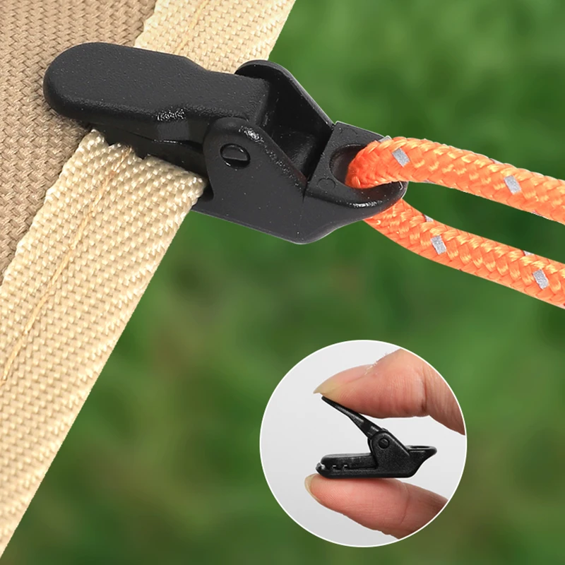 

5/8/10pcs Outdoor Camping Tents Awning Wind Rope Clamp Tarpaulin Crocodile Clip Tighten Tool Tent Accessory Reinforced