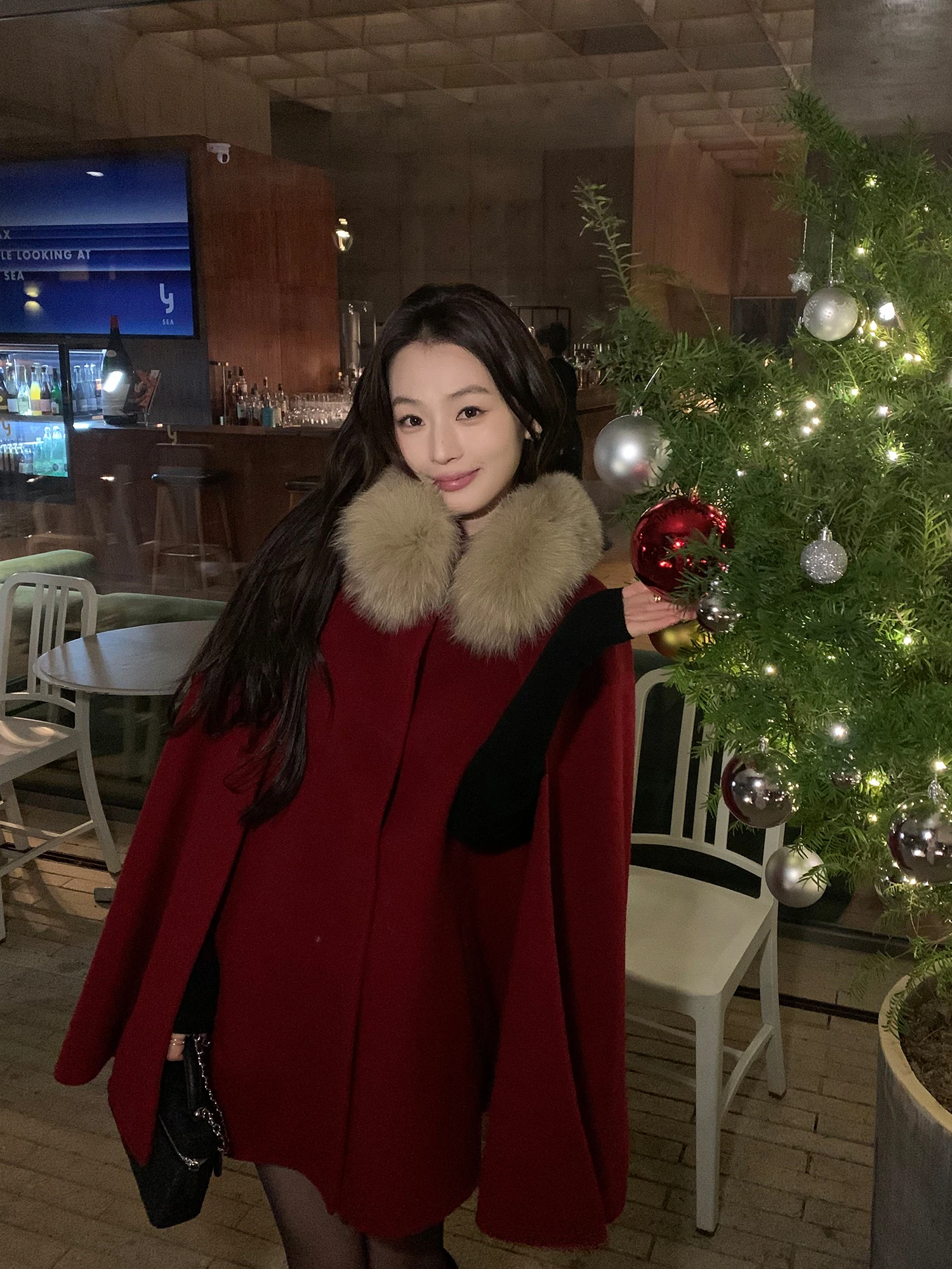 

Шерстяное пальто Pusumede Moonlight Miss с меховым воротником, двустороннее, женское, класса люкс, повседневное