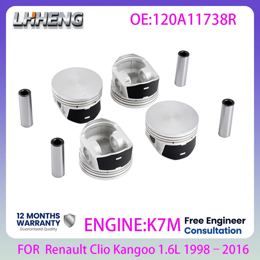 STD Standard Size Piston OE 120A11738R For Renault K7M 1.6L 1.6 L T L4 GAS 1998–2016 Clio Kangoo Megane Scenic Logan Sandero