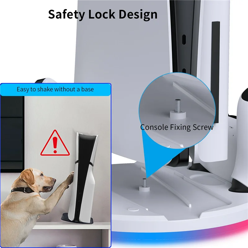 -A89Z para ps5 magro console doca de armazenamento com alça de luz rbg carregador doca + gancho multifuncional conveniente console doca fácil t