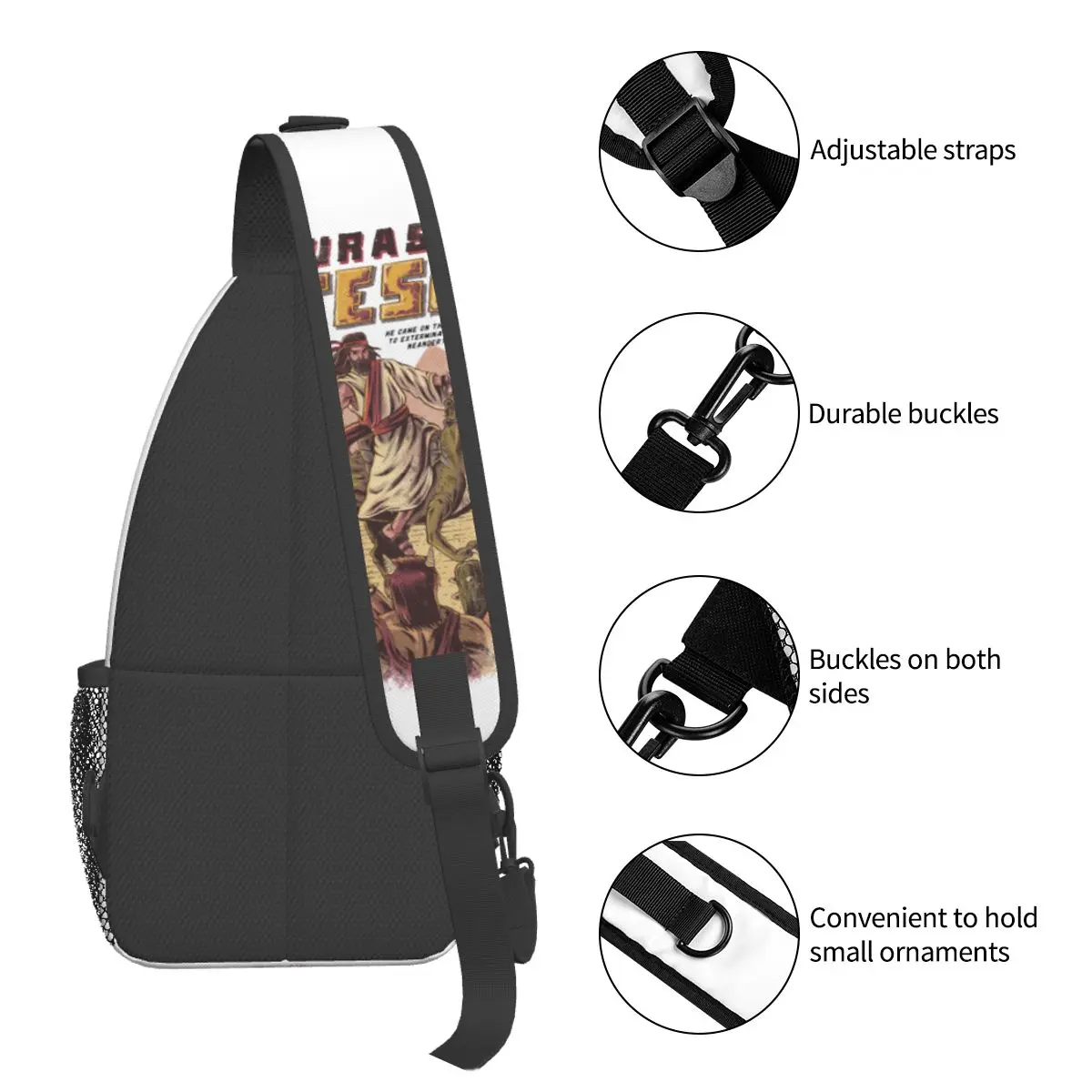 Mochila de hombro cruzada para deportes al aire libre, morral informal de Manga, juegos de monstruos, Anime, Jesús, Japón